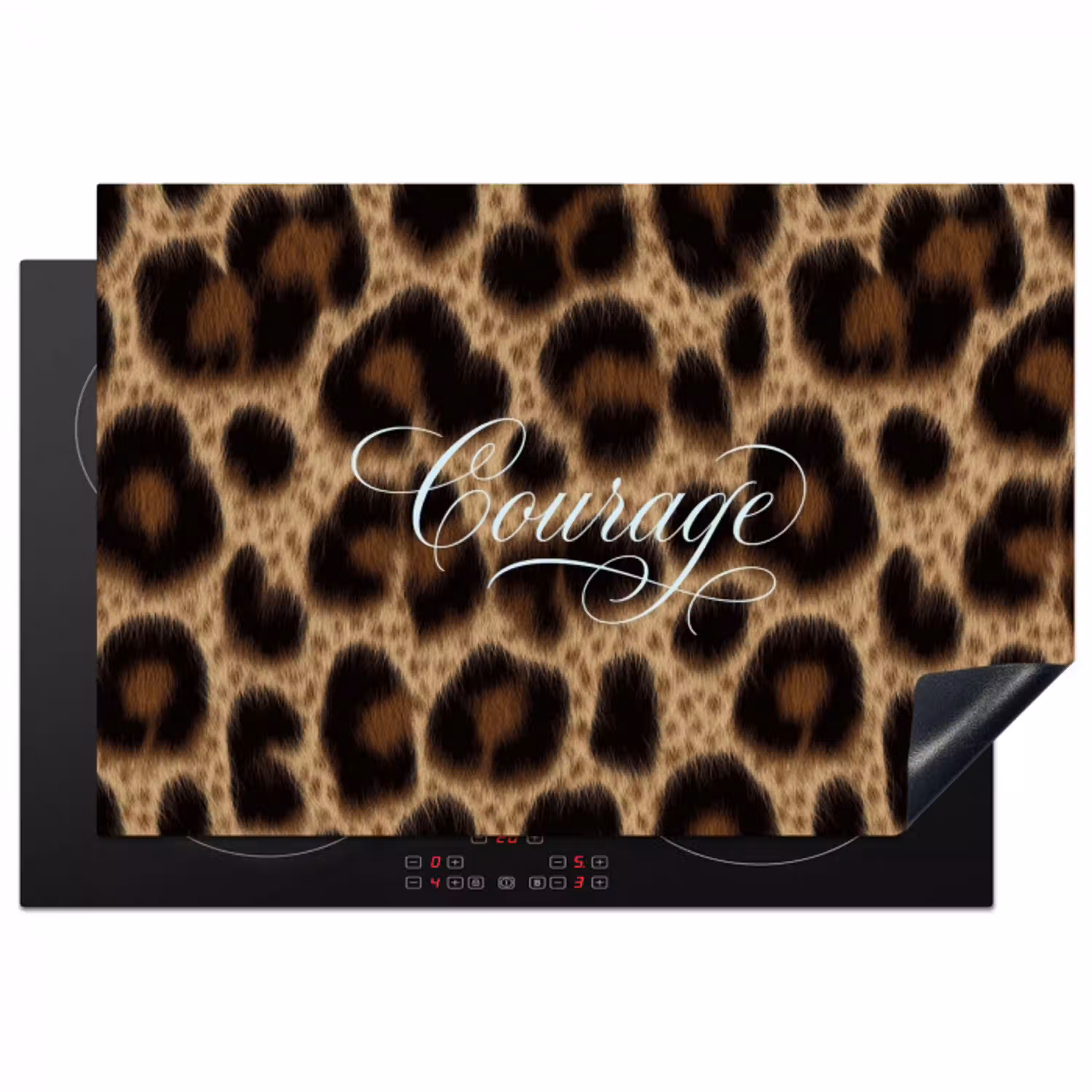 Luipaardprint - Bruin - Courage - Sierlijk Inductie beschermer vinyl 3mm klein -3d
