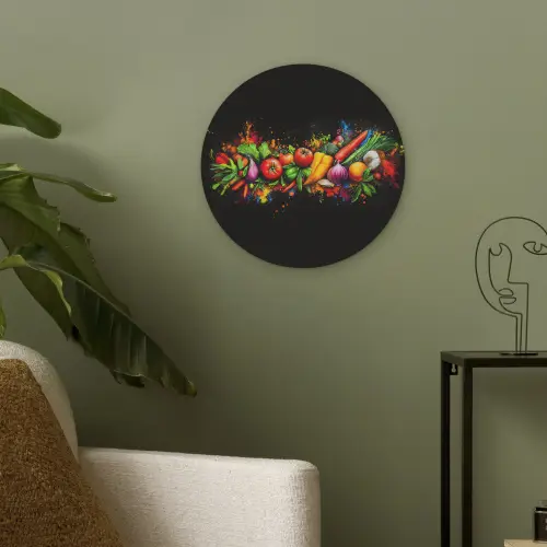 Groente - Eten - Kruiden - Graffiti - Koken Akoestische PET Vilt - Rond klein -sfeer2