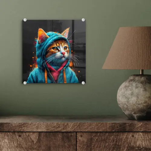 Graffiti - Kat - Zwart - Jas plexiglas 5mm klein -sfeer3