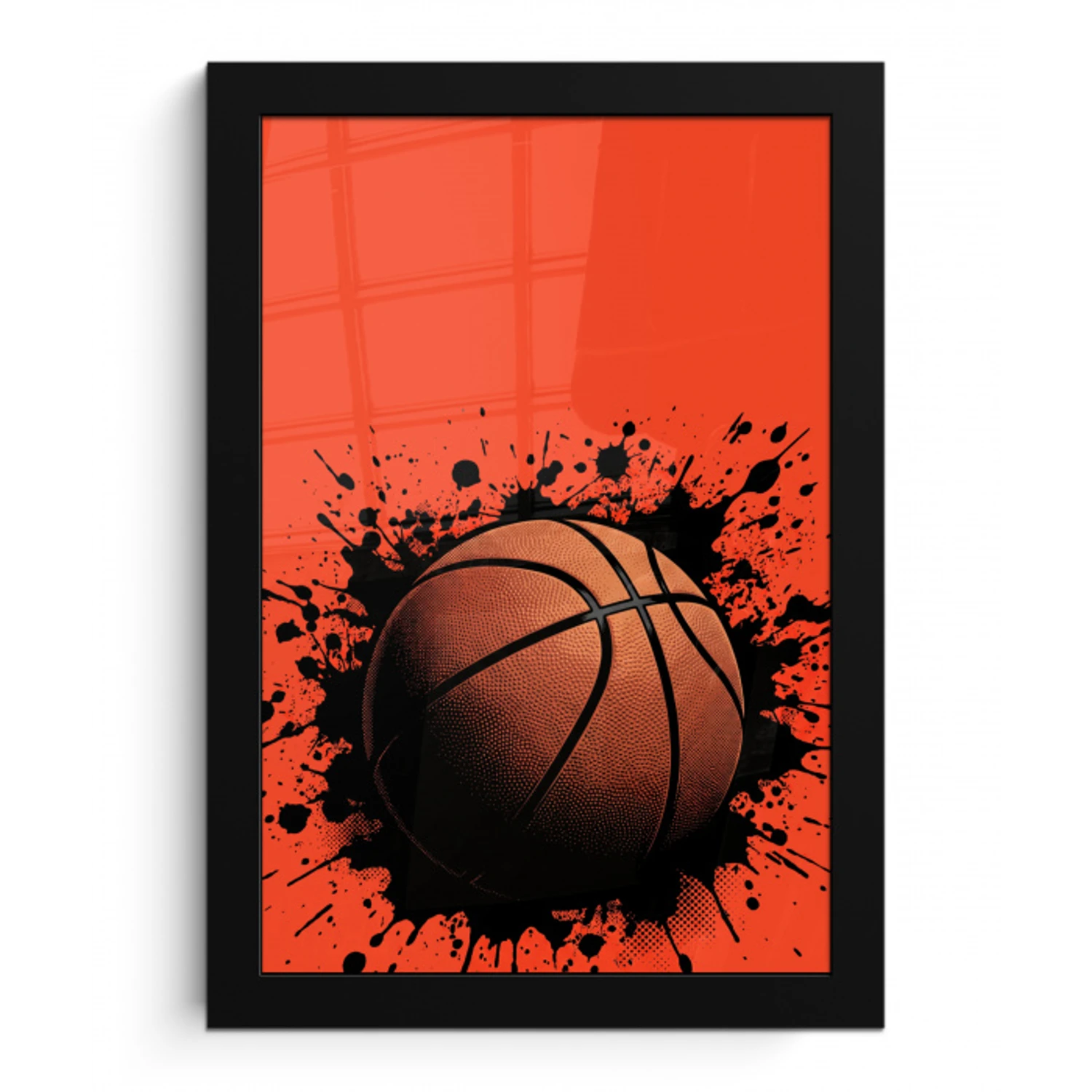 Basketbal - Verf - Sport - Oranje fotolijst zwart zonder passe partout klein -3d