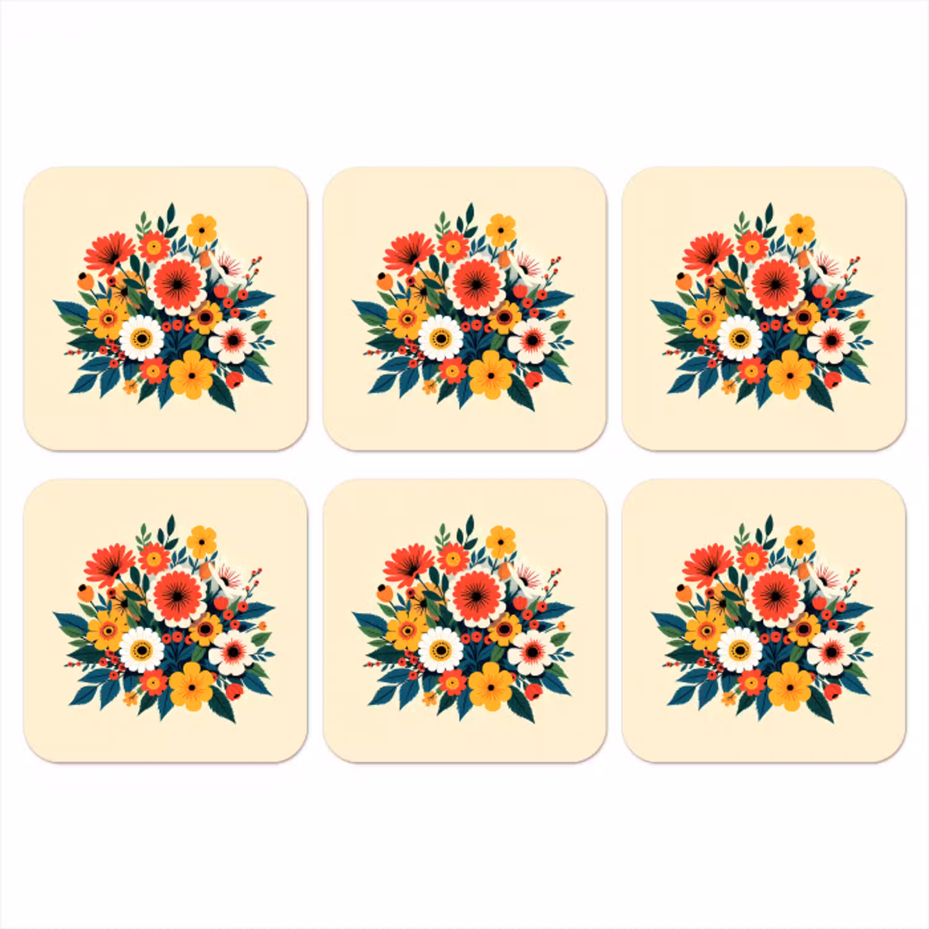 Boeket - Bladeren - Illustratie - Kleurrijk onderzetter kurk middel -3d