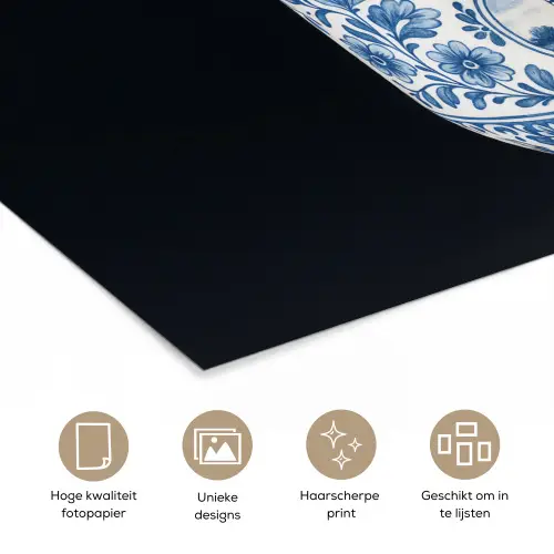 Kokosnoot - Eten - Delfts blauw - Drinken poster papier klein -closeup_NL