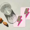 Stippen - Roze - Bliksem onderzetter kurk middel -sfeer4