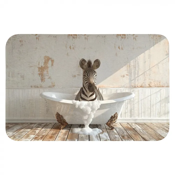 Vintage - Zebra - Wilde dieren - Badkuip Badmat klein -3d
