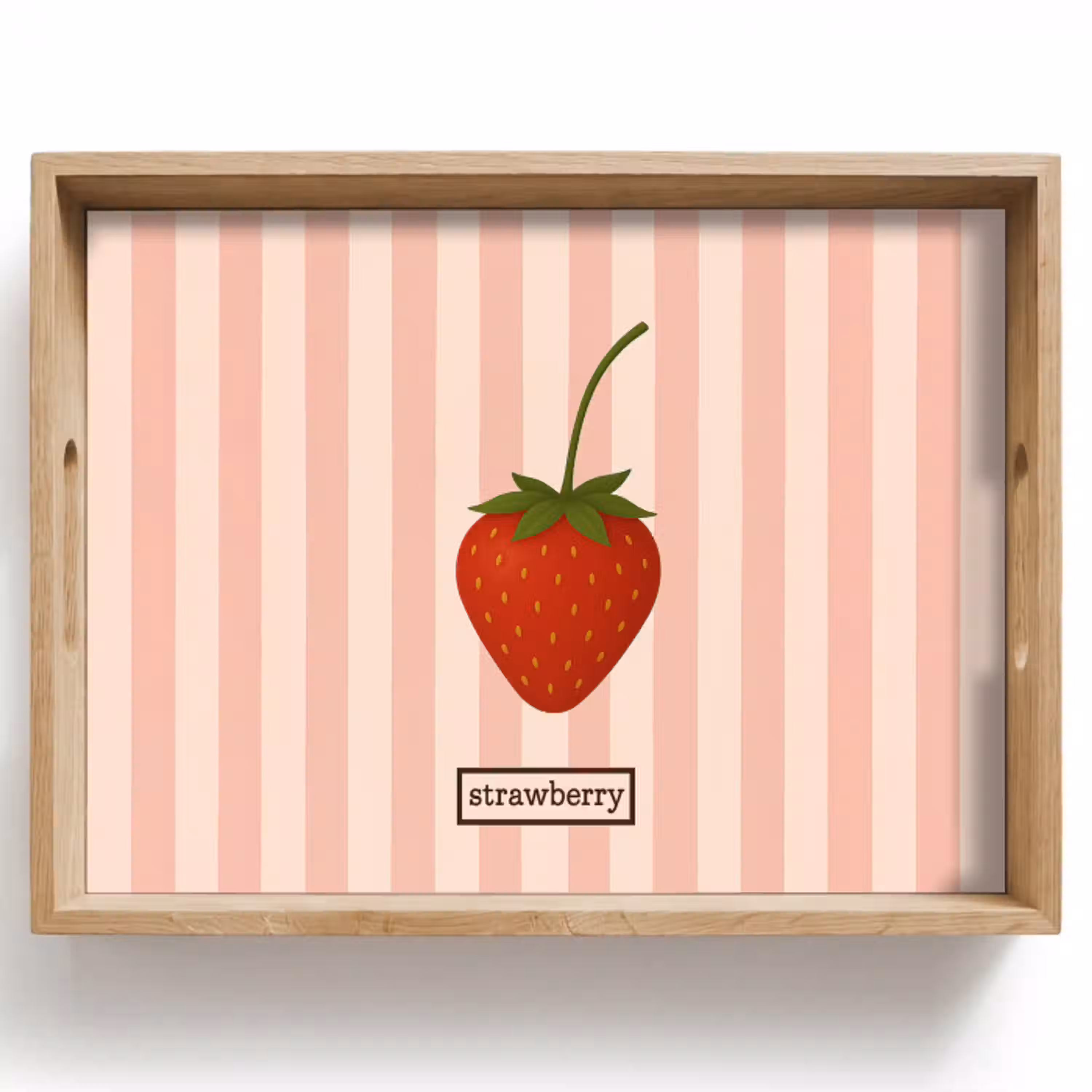 Aardbei - Strepen - Minimalistisch - Rood Dienblad Rechthoek middel -z3d_shopping