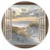 Doorkijk - Strand - Duinen - Zee - Natuur Wandcirkel kunststof plaat 5mm dik klein -3d