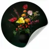 Bloemen - Vaas - Zwart Wandcirkel behangsticker klein -3d