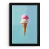 Bolletjes - Schepijs - Hoorntje - Blauw fotolijst zwart zonder passe partout klein -3d