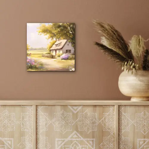 Huisje - Hout - Bloemen aluminium wit klein -sfeer4