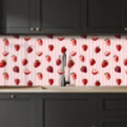 Strepen - Aardbei - Roze keuken achterwand 2 middel 871 -sfeer1