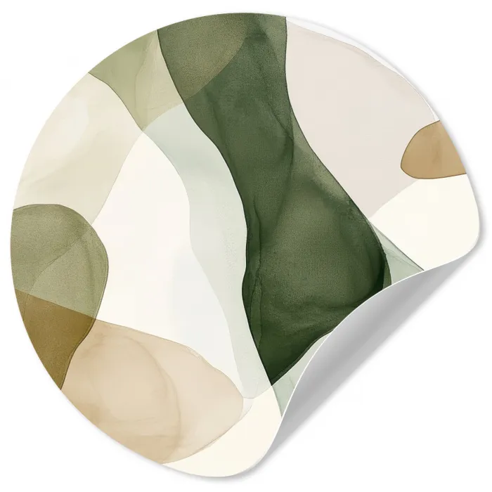 Japandi - Abstract - Groen Wandcirkel behangsticker klein -3d