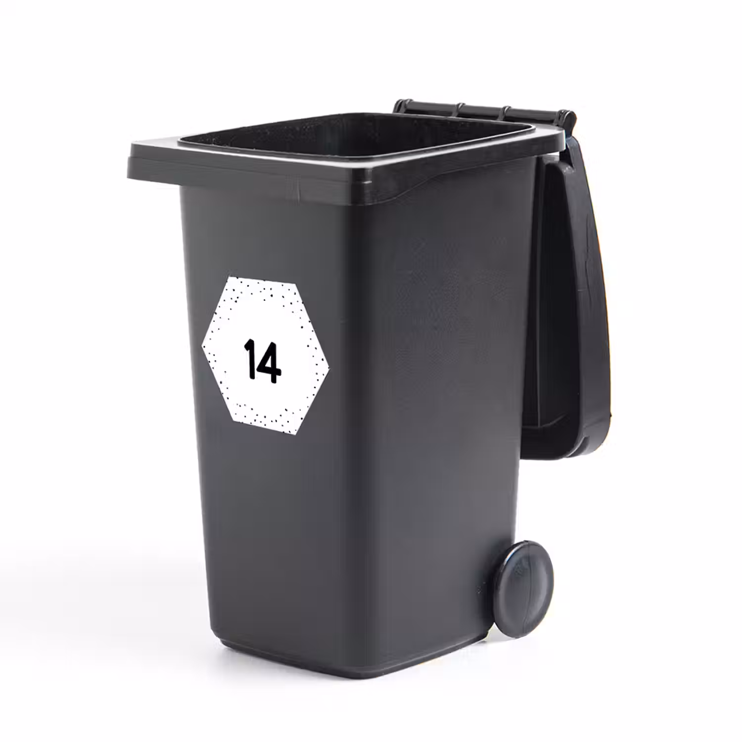 Container sticker huisnummer hexagon