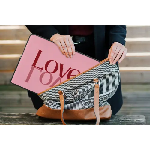 Love - Roze - Spiegeling laptophoes neopreen klein -tas
