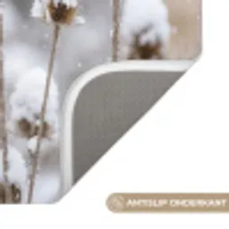 Roodborstje - Gedroogde bloem - Sneeuw - Winter - Vertederend Badmat klein -USP_AntislipNL