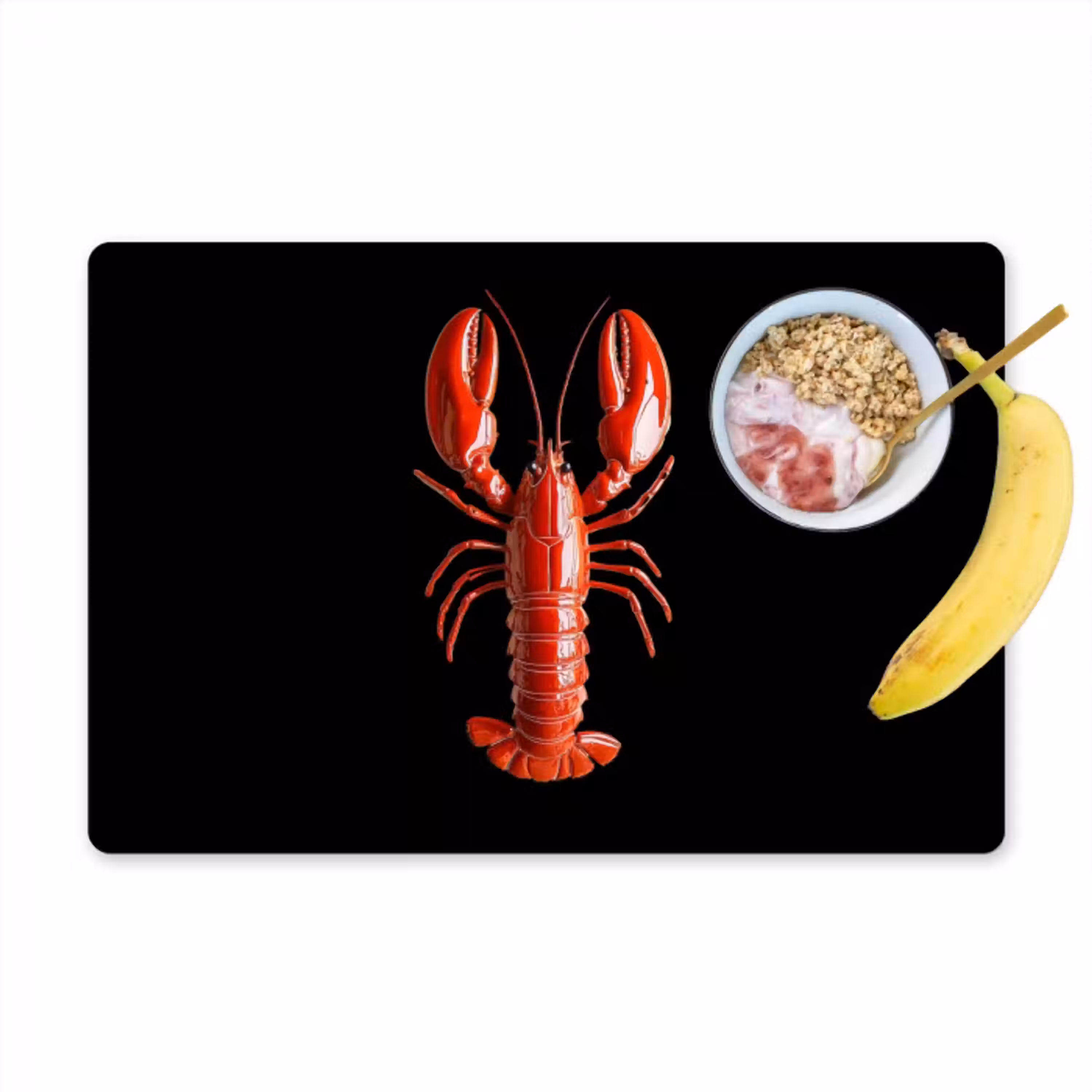 Kreeft - Glossier Rood - Zwart Placemat vinyl groot -zzzproduct_Kitchenyeah-website