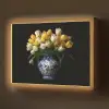 Geel - Tulpen - Vaas - Bloemen Light Box met batterij (Wandlamp) middel -z3d_website