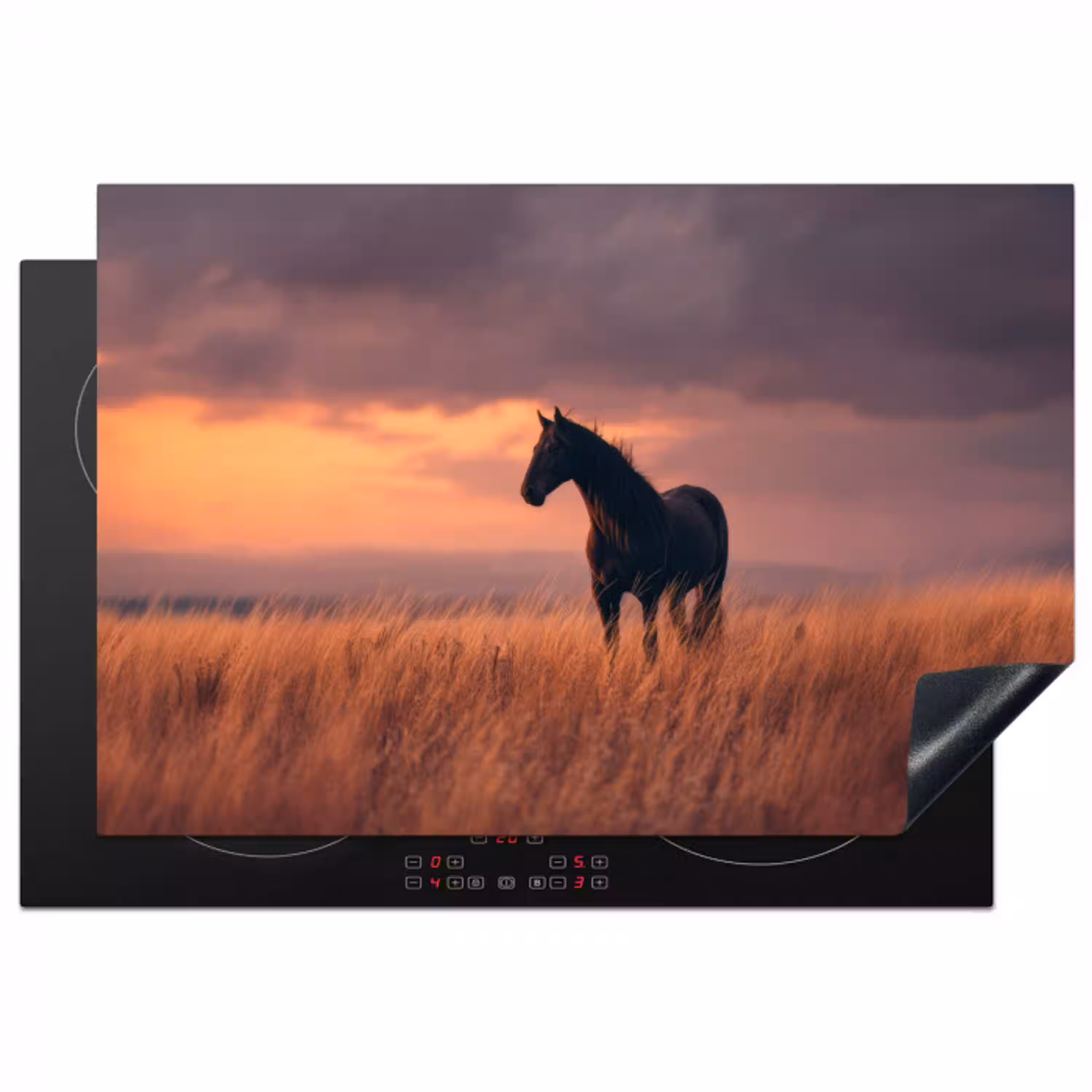 Paard - Wolken - Open veld Inductie beschermer vinyl 3mm klein -3d