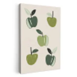 Appels - Groen - Illustratie - Bladeren KitchenYeah - Keuken - Canvas klein -3d