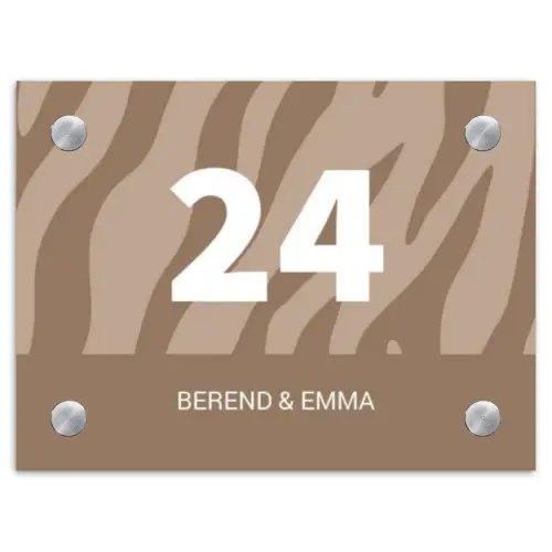 Beige zebra - Klassiek Naambord Rechthoek middel -3d