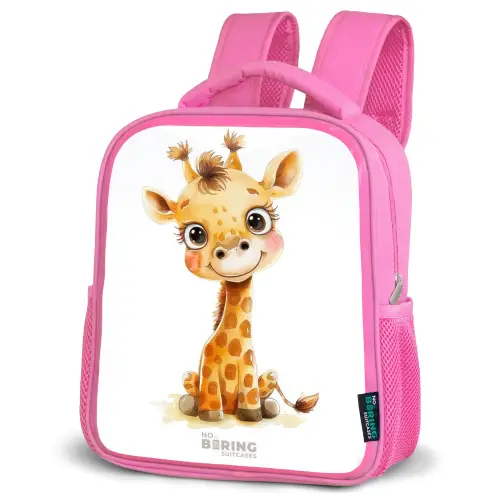 Baby giraffe Kinderrugzak - Roze middel -schuin