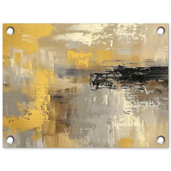 Abstract - Geel - Modern - Beige tuinposter los doek klein -3d