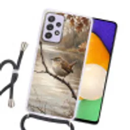 Winterkoninkje - Tak - Rivier - Natuur - Sfeervol Hoesje Samsung Galaxy A52 5G met koord klein -sfeer1
