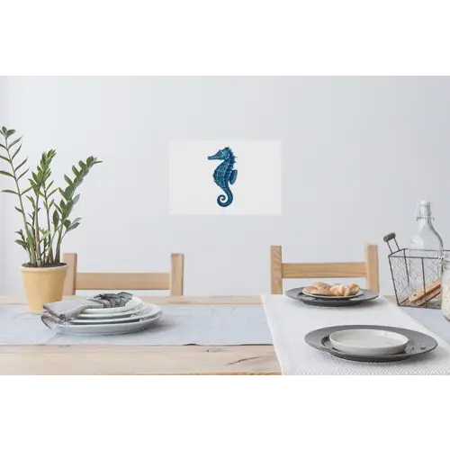 Zeepaardje - Staart - Blauw Muursticker klein -eettafel