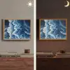 Golven - Blauw - Schuim Light Box met batterij (Wandlamp) middel -sfeer3
