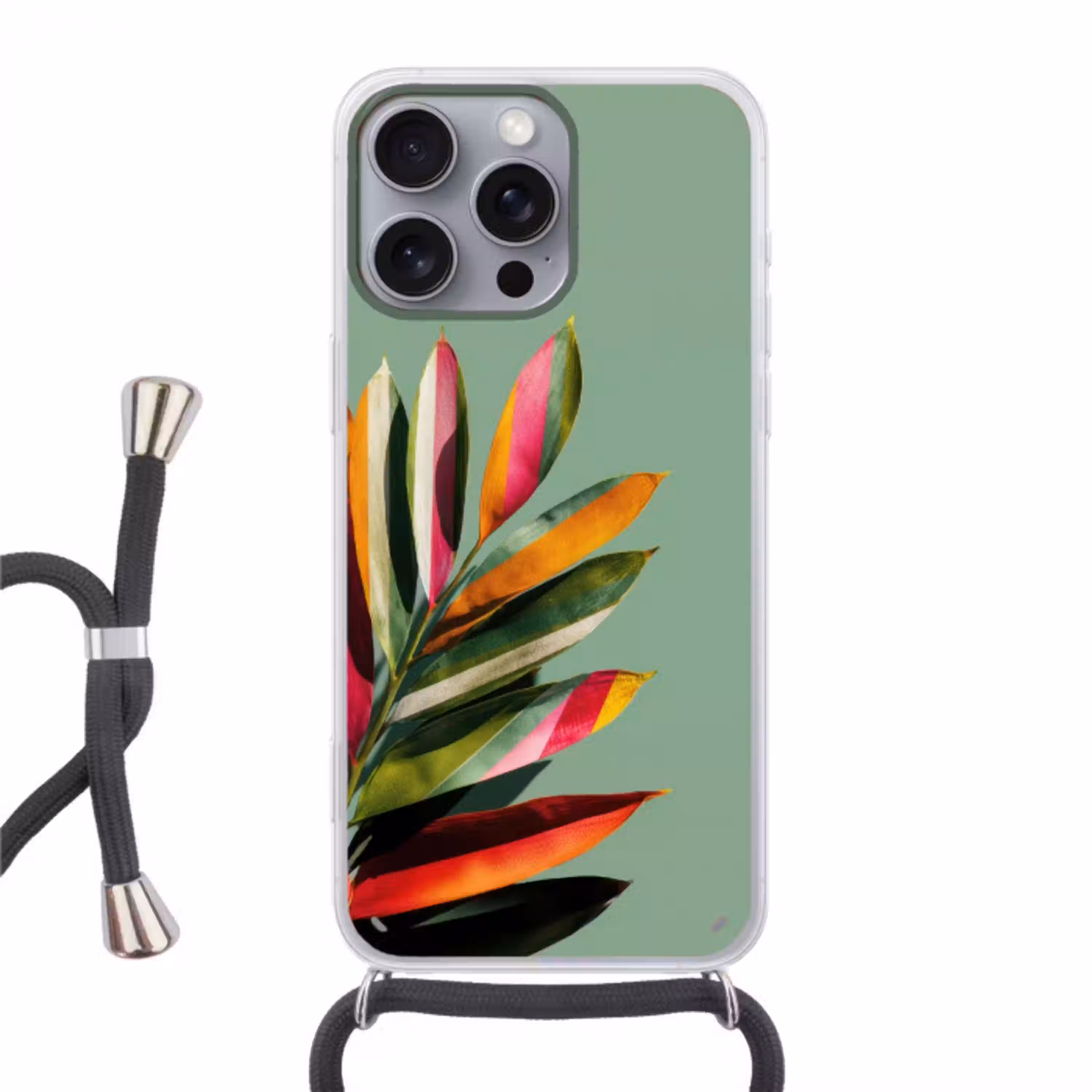 Bladeren - Tak - Kleurrijk Hoesje iPhone 16 Pro Max met koord klein -3d