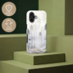 Bos - Bomen - Mist - Natuur - Illustratie - Grijs Toughcase MagSafe Apple iPhone 17 klein -USP_PrintM_FR