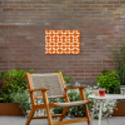 Oranje - Organische vormen - Wit Tuinposter op houten frame 2 cm dik klein 845 -sfeer3