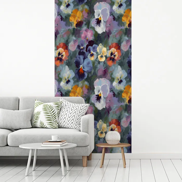 Pastel - Viooltjes - Groen - Patroon fotobehang vinyl groot 64 -woonkamer