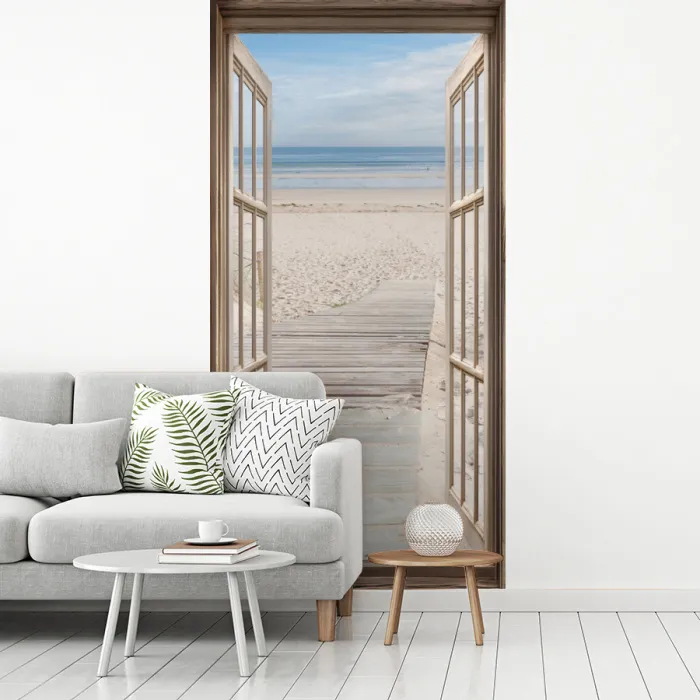 Doorkijk - Strand - Duinen - Pad - Landschap fotobehang vinyl groot -woonkamer