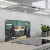 Sneeuw - Skilift - Rood - Bomen keuken achterwand spatscherm klein -3d_schuin