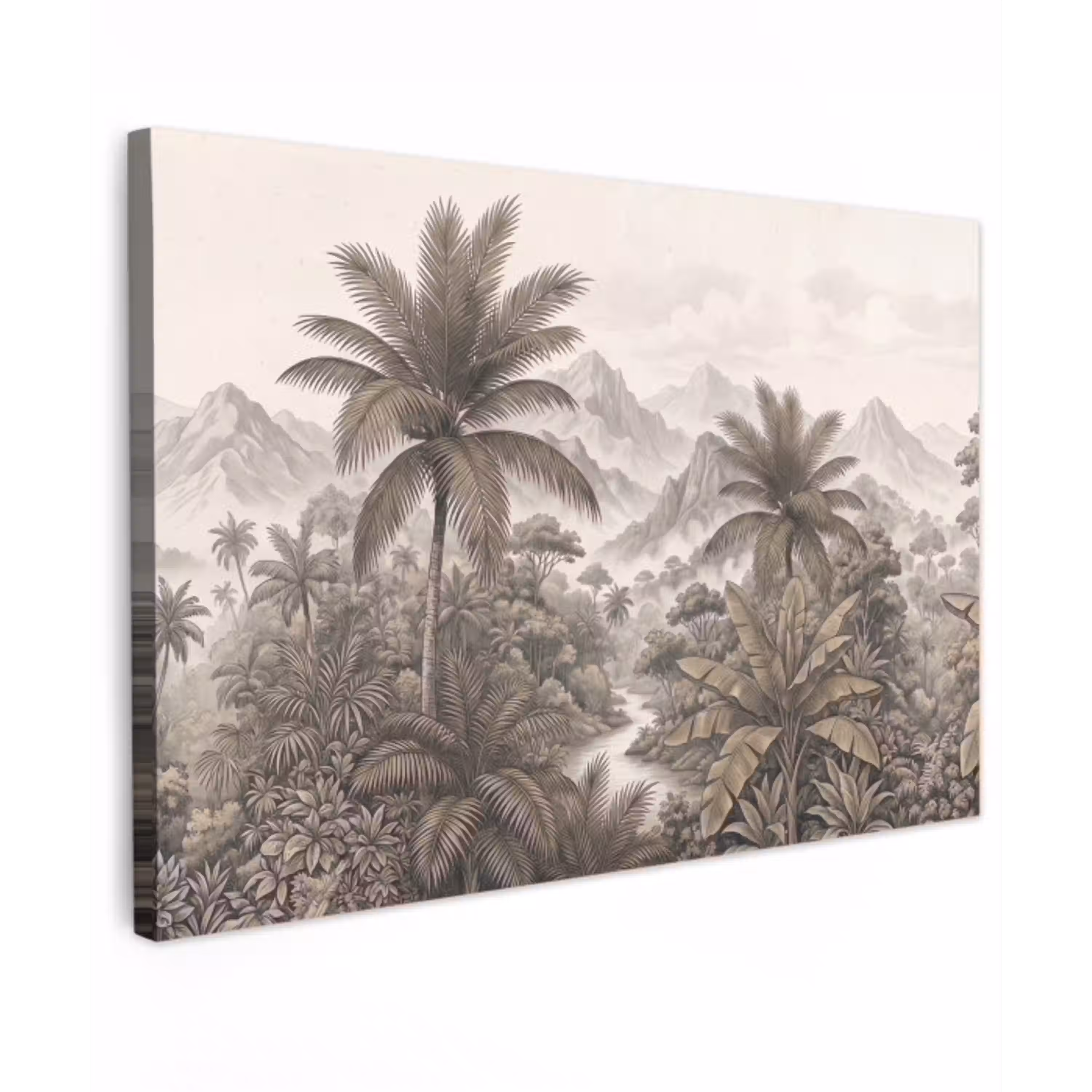 Natuur - Bergen - Rivier - Tropisch - Vintage canvas 2cm klein -z3d