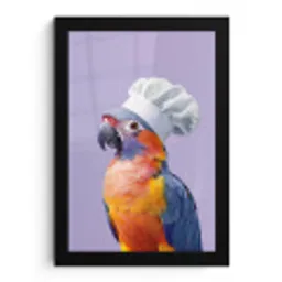 Papegaai - Koksmuts - Paars - Cute fotolijst zwart zonder passe partout klein -3d