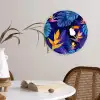 Jungle - Toekan - Bloemen - Planten - Kinderen - Paars - Dieren Wandcirkel kunststof plaat 5mm dik klein -sfeer4