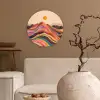 Zon - Kleurrijk landschap - Bergen Wandcirkel kunststof plaat 5mm dik klein -sfeer1