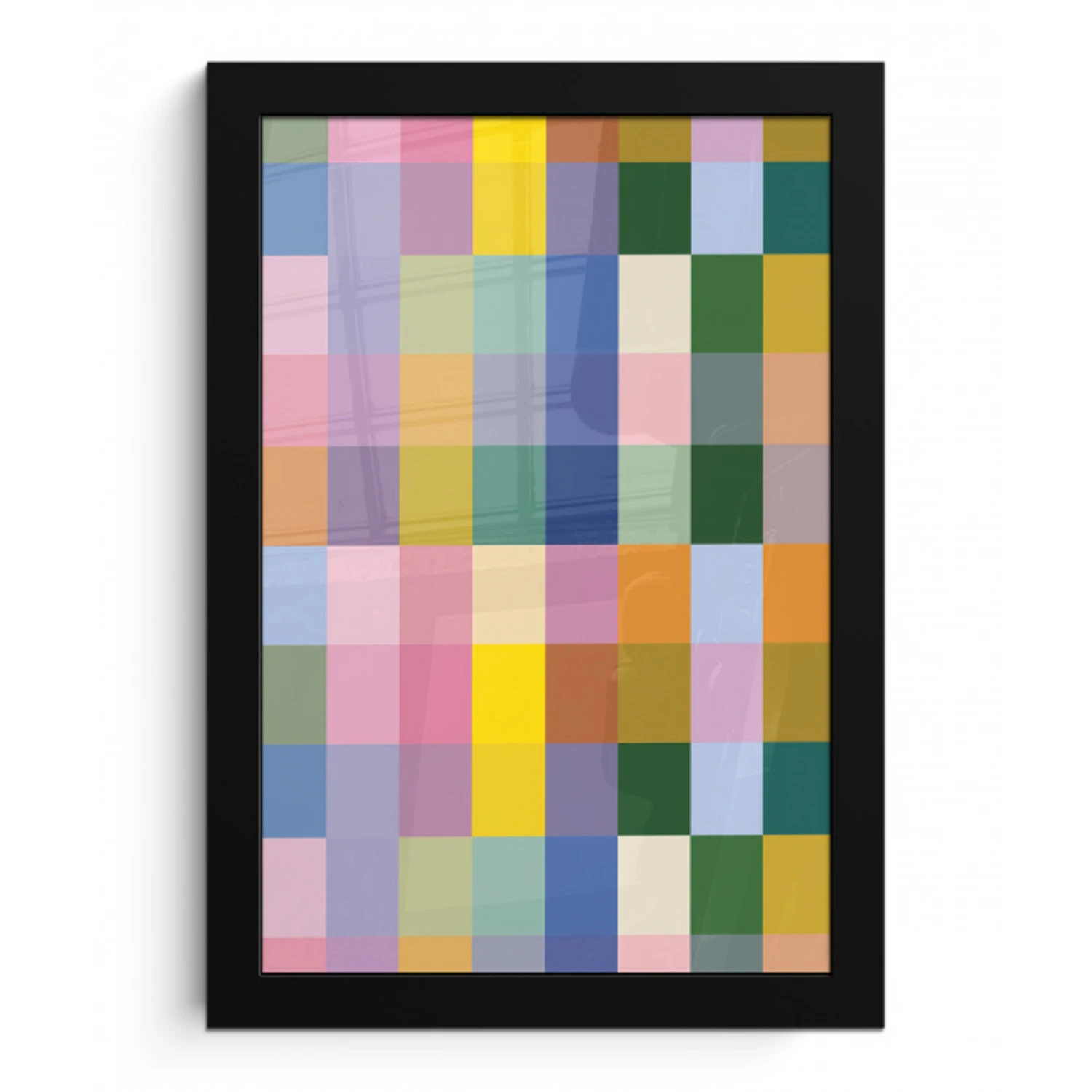 Blokken - Vierkant - Patroon - Gekleurd fotolijst zwart zonder passe partout klein -3d