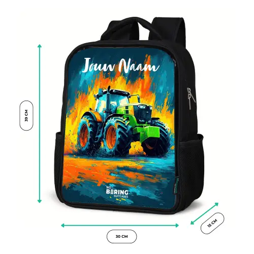 Abstract - Tractor - Groen Rugzak - Zwart middel -productfoto_formaten