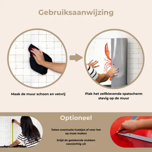 Kreeft - Waterverf - Aquarel - Oranje keuken achterwand spatscherm klein -gebruiksaanwijzing_NL