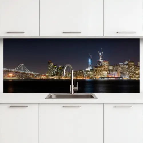Verlichting - Hemel - Wolkenkrabbers - Skyline keuken achterwand 2 middel -3d