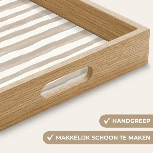 Minimalistisch - Strepen - Beige Dienblad Rechthoek middel 911 -USP_HandgreepNL