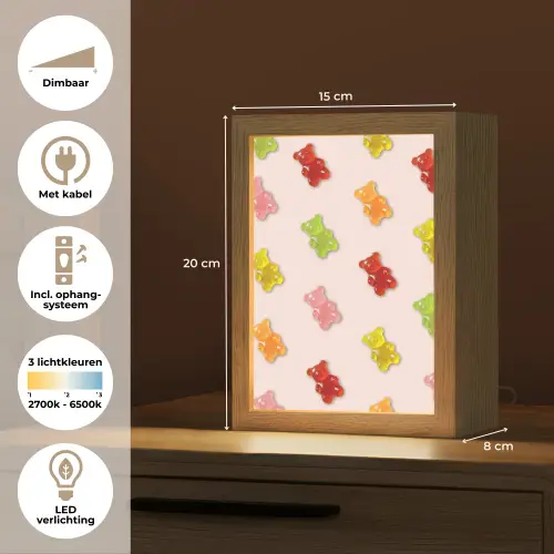 Kleur - Snoep - Roze Light Box met kabel (Tafellamp) klein -USP_NL