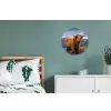 Schotse Hooglander - Berg - Water - Natuur - Koe Wandcirkel aluminium klein -slaapkamer