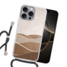 Abstract - Golven - Modern - Beige Hoesje iPhone 16 Pro Max met koord klein -sfeer1