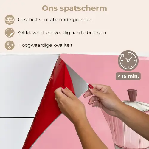 Roze - Mokkapot - Illustratie - Koffie keuken achterwand spatscherm klein -spatscherm_NL