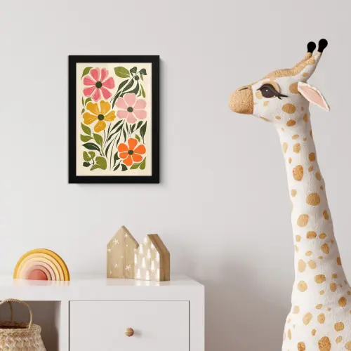 Bloemen - Speels - Kleurrijk fotolijst zwart zonder passe partout klein -usfeer4_kinderkamer