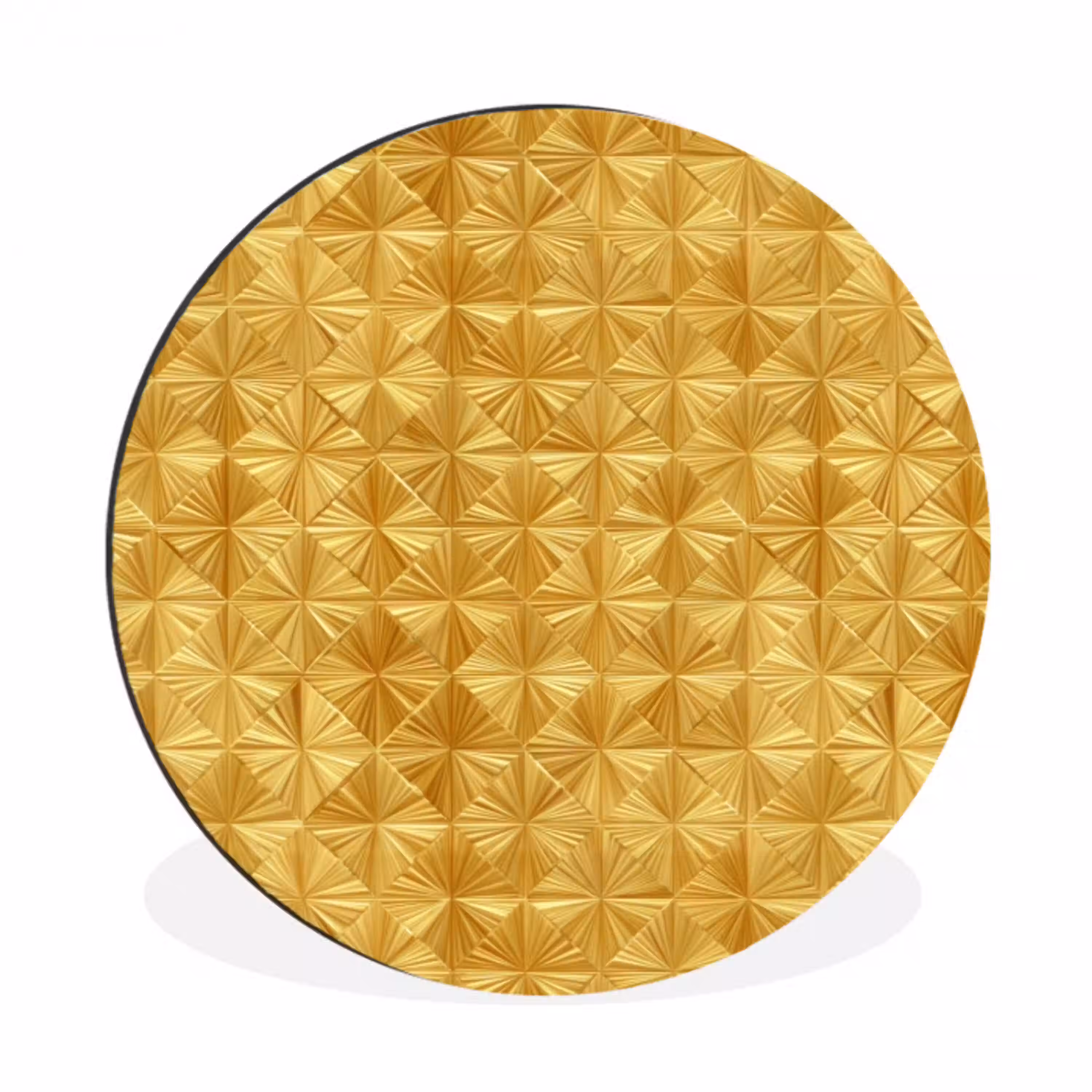 Tegels - Geometrisch - Reliëf - Goud Wandcirkel aluminium klein 190 -3d