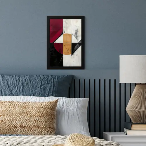 Modern - Abstract - Geometrisch - Rood - Industrieel fotolijst zwart zonder passe partout klein -sfeer3